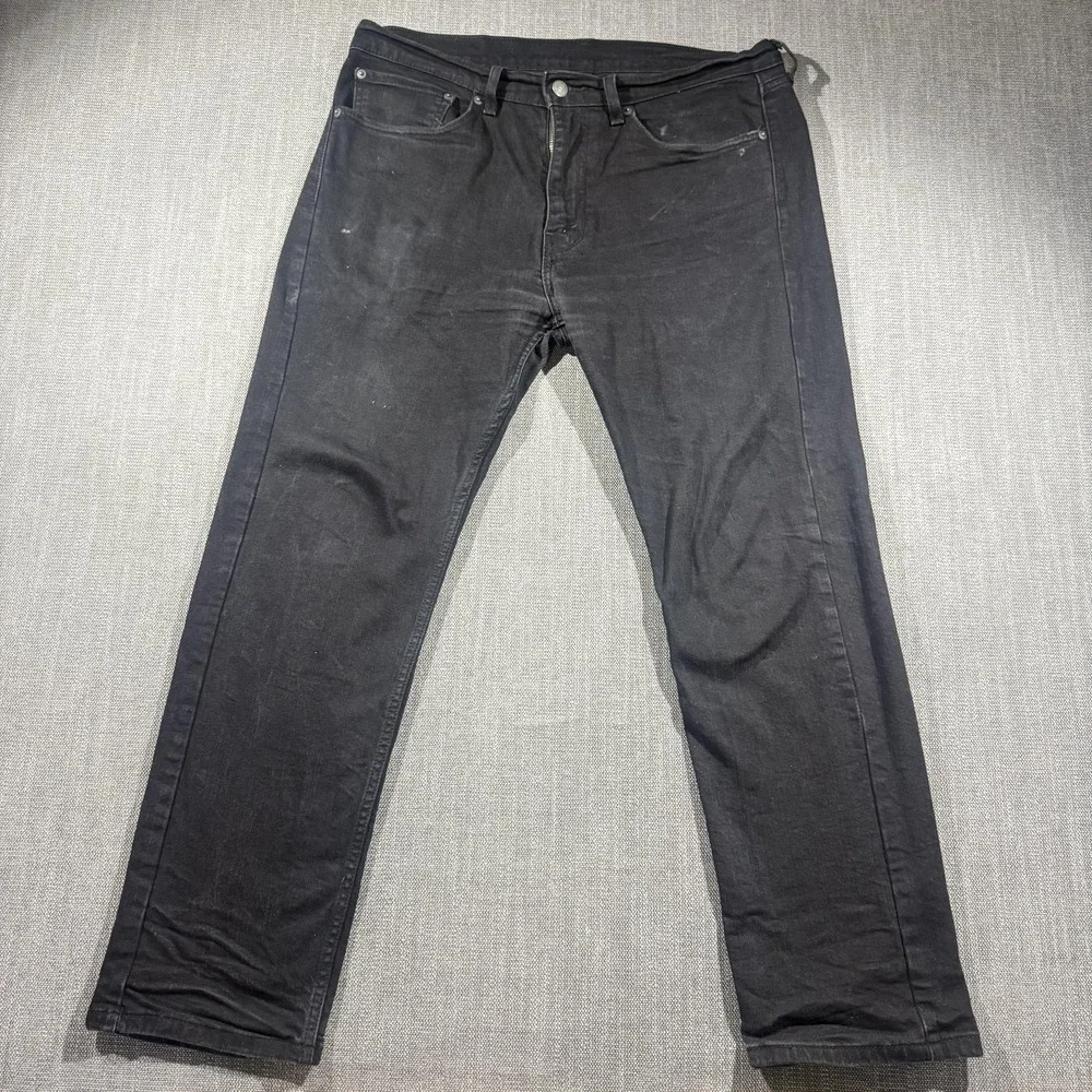 Levis 505 Jeans Mens 34x30 Black Straight‎ Leg Denim Stretch Classic Casual